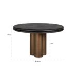 Kép 2/2 - Macaron fekete-bronz tölgyfa-fém étkezőasztal - 130 cm