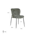 Kép 7/7 - Darby khaki zöld bársony szék fekete lábbakkal - 85 cm