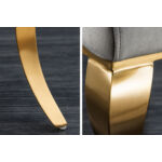 Kép 5/7 - Modern barokk szürke bársony szék arany lábakkal
