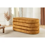Kép 2/8 - VOQUE mustársárga bársony pad tárolóval 115 cm