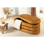 Kép 5/8 - VOQUE mustársárga bársony pad tárolóval 115 cm