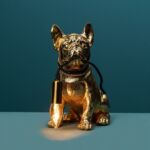 Kép 2/5 - Francis asztali lámpa, francia bulldog - arany