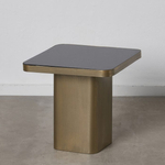 Kép 1/4 - Dania fekete-arany dohányzóasztal üveg asztallappal - 51 cm