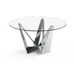 Kép 1/3 - Narella üveg és ezüst acél étkezőasztal - 150 cm