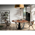 Kép 3/6 - Narella diófa és fekete acél étkezőasztal - 150 cm