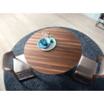 Kép 5/6 - Narella diófa és fekete acél étkezőasztal - 150 cm