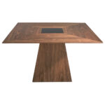 Kép 3/6 - Esly diófa étkezőasztal fekete üveggel - 150 cm