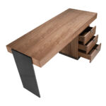 Kép 3/5 - Puldio diófa és acél íróasztal - 160 cm