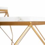Kép 4/7 - Triana arany dohányzóasztal szett fehér márvány asztallappal - 59 cm