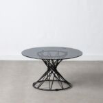 Kép 1/5 - Girona fekete dohányzóasztal üveg asztallappal - 70 cm