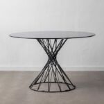 Kép 1/7 - Girona fekete étkezőasztal üveg asztallappal - 120 cm