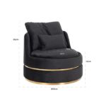 Kép 2/6 - Kylie fekete bársony fotel - arany lábbal - 84 cm