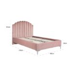 Kép 2/5 - Belmond rózsaszín bársony ágy ezüst lábakkal - 120x200 cm