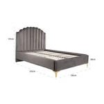 Kép 2/5 - Belmond sötétszürke bársony ágy ezüst lábakkal - 120x200 cm