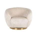Kép 2/5 - Swivel fehér zsenília fotel - arany lábbal - 97 cm