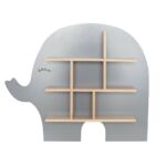 Kép 1/3 - Fa elefánt formájú polc, ezüstszürke Jabadabado