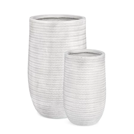 TRESSAGE kültéri fehér 2 db-os nagy kaspószett - beton