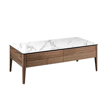 Madera fehér márvány hatású porcelán dió dohányzóasztal - 120 cm