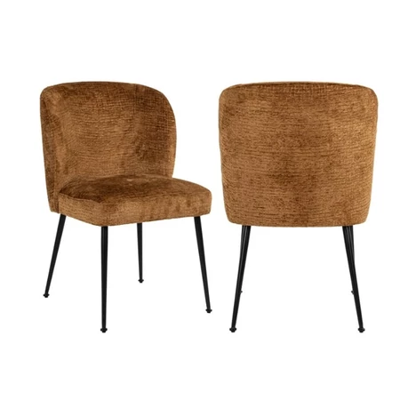 Fallon konyak bársony fotelszék fekete lábbakkal - 84 cm