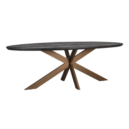 Blackbone metal bronz - fekete ovális étkezőasztal - 230 cm