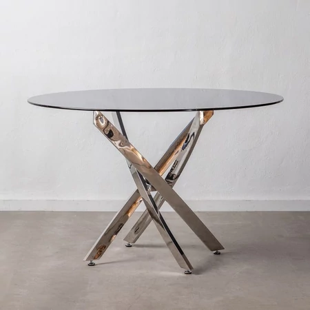 Parla ezüst étkezőasztal üveg asztallappal - 120 cm