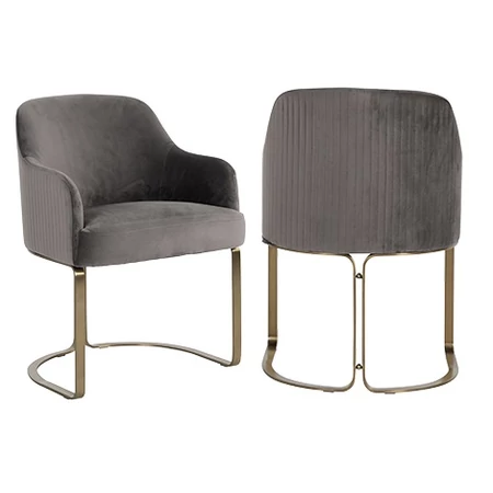 Hadley sötétszürke bársony fotelszék arany lábakkal - 81 cm