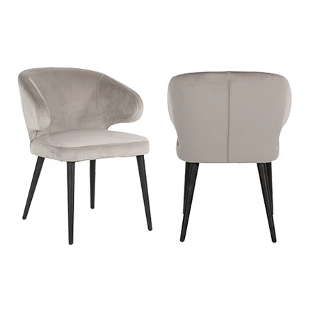 Indigo világos khaki bársony fotelszék fekete asztallábakkal - 81 cm