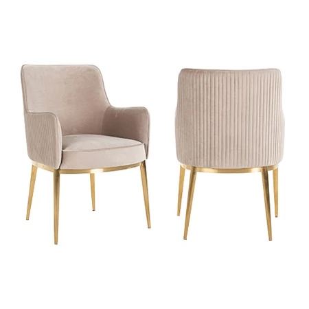 Breeze világos khaki bársony fotelszék arany lábbakkal - 86 cm