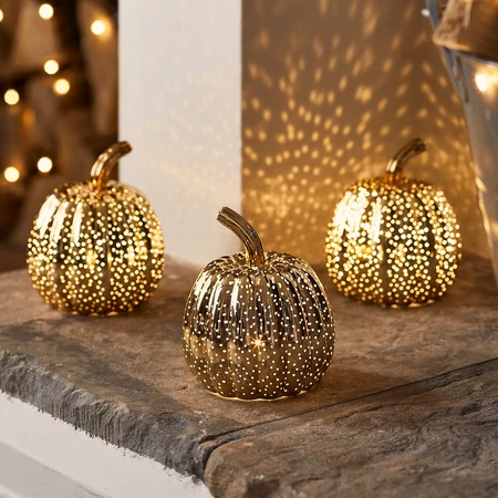 Mini arany üveg Halloween töklámpás LED világítással - 3db
