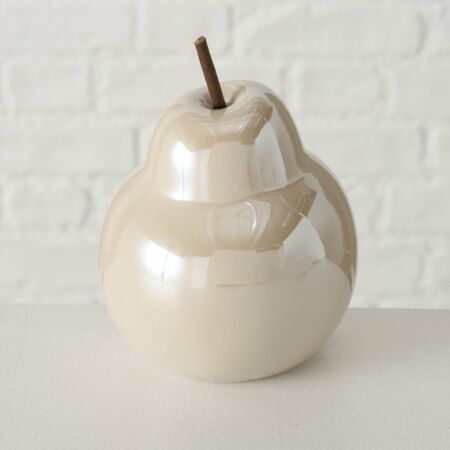 Bézs alma és körte dísz - porcelán - 2 db