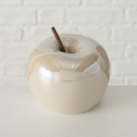 Bézs alma és körte dísz - porcelán - 2 db