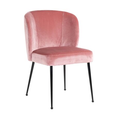Cannon rózsaszín bársony fotelszék fekete lábbakkal - 84 cm