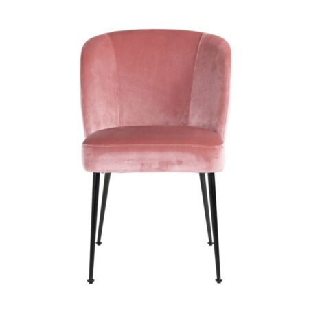 Cannon rózsaszín bársony fotelszék fekete lábbakkal - 84 cm
