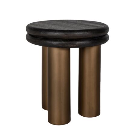 Macaron tölgyfa-fém fekete-bronz kanapéasztal - 55 cm