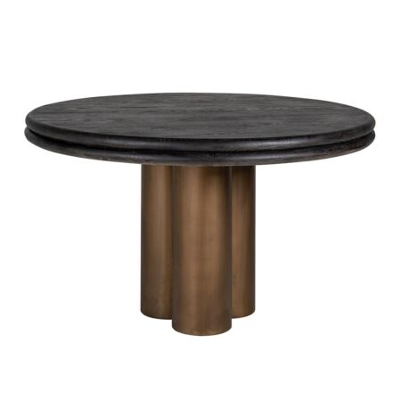 Macaron fekete-bronz tölgyfa-fém étkezőasztal - 130 cm