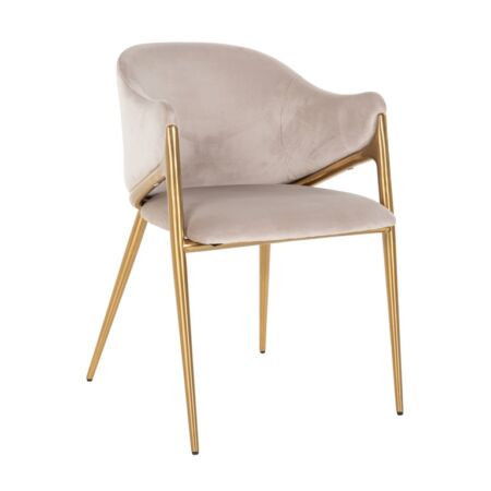 Gwen világos khaki bársony szék arany lábakkal - 79,5 cm