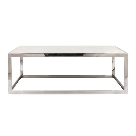 Levanto fehér márvány - ezüst dohányzóasztal - 130 cm