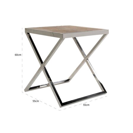 Redmond fa-ezüst kanapéasztal - 60 cm