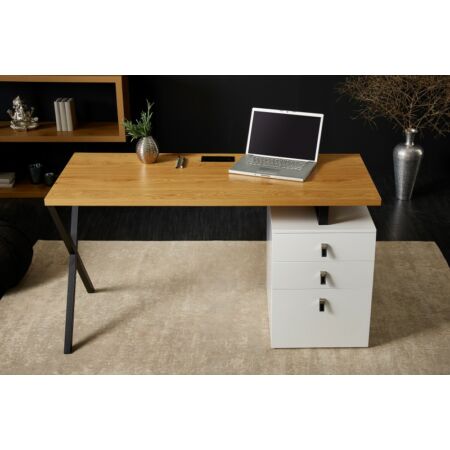 Letta tölgyfa íróasztal fekete-fehér kerettel