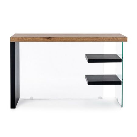 Line fa íróasztal fekete polcokkal és üveggel - 120 cm
