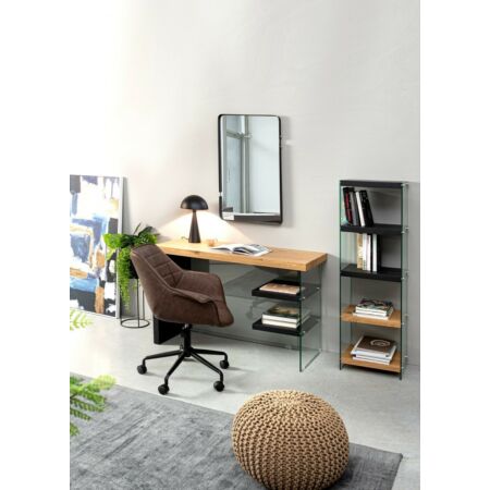 Line fa íróasztal fekete polcokkal és üveggel - 120 cm