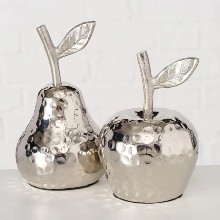 Ezüst alma és körte dísz - 2 db