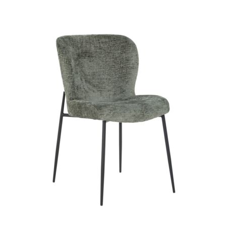 Darby khaki zöld bársony szék fekete lábbakkal - 85 cm