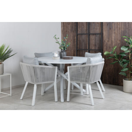 Virya prémium kerti bútorszett asztallal - fehér