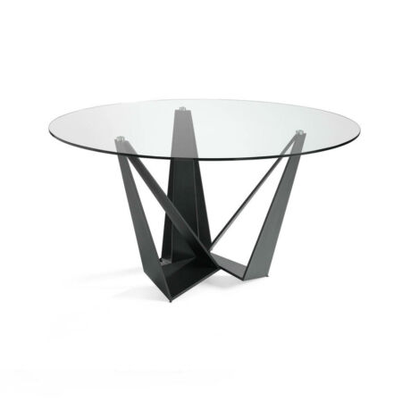 Narella üveg és fekete acél étkezőasztal - 150 cm
