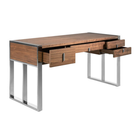 Syra diófa és acél íróasztal - 158 cm