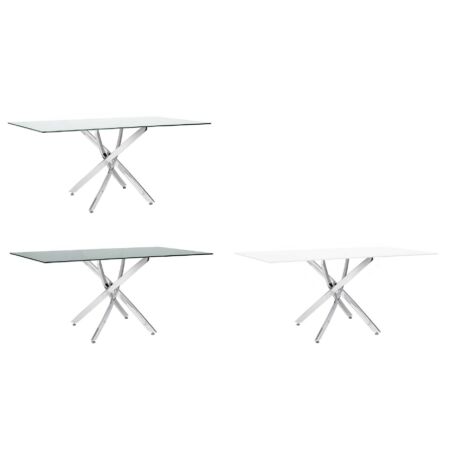 George ezüst króm asztalláb - téglalap alakú asztalüveghez
