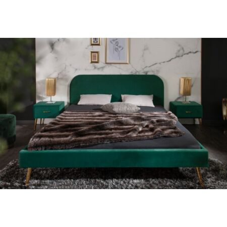 Famous bársony ágy 140 x 200 cm - sötétzöld