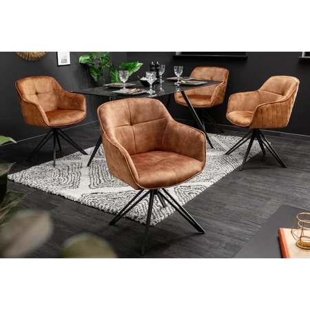 EUPHORIA barna bársony forgószék fekete lábakkal