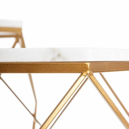 Triana arany dohányzóasztal szett fehér márvány asztallappal - 59 cm
